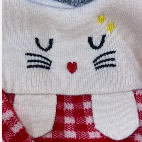 Vintage Infant Girl's Sweater Dress Red White/ Kitty 6-9 Months Cashmere Blend - Picture 4 of 13
